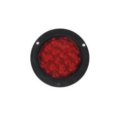 4" Red Round Tail/Stop/Turn Led Light With 16 Sq Leds, Red Lens And Steel Flange Mounts